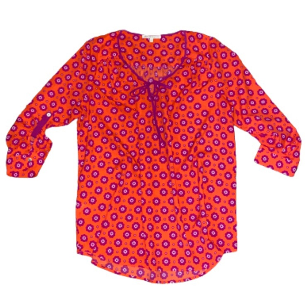 Daniel Rainn red tie neck blouse 1X